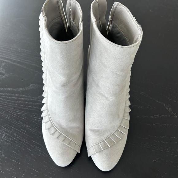Light Soft Grey Suede Boots - Picture 3 of 6
